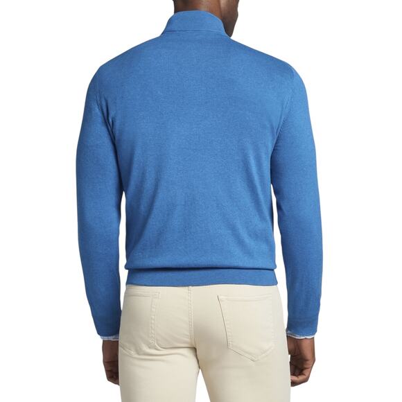 Peter Millar NWOT Crown Crest Quarter-Zip Sweater Blue Men's Size M Silk Cotton - Picture 2 of 11